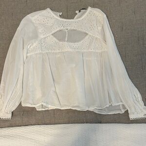 Zara White Eyelet Blouse